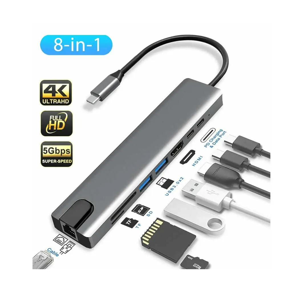Multi-Port Type-C Hub Speed-X 8-in-1