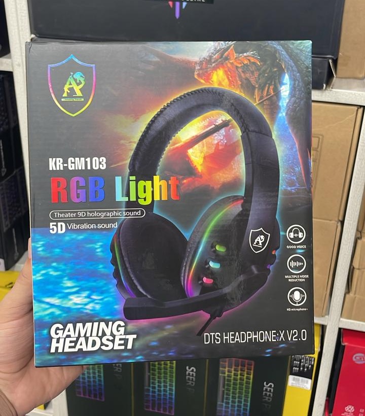 KR GM103 RGB Wired Gaming Headset with Noise-Reducing Microphone
