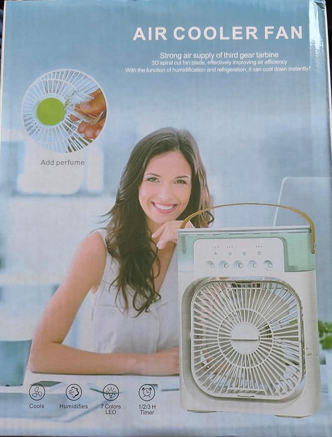 Portable Air Cooler Fan with Humidifier, 7 Color LED & Timer