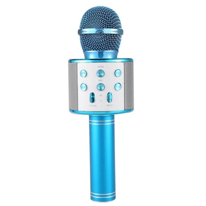 Handheld KTV Portable Mic Speaker Wireless Microphone – WS-858 (Blue)