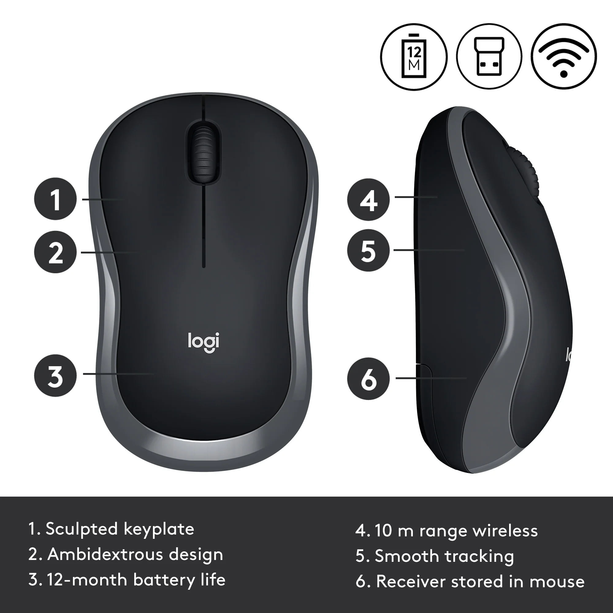 Logitech M185 Wireless Mouse view 3
